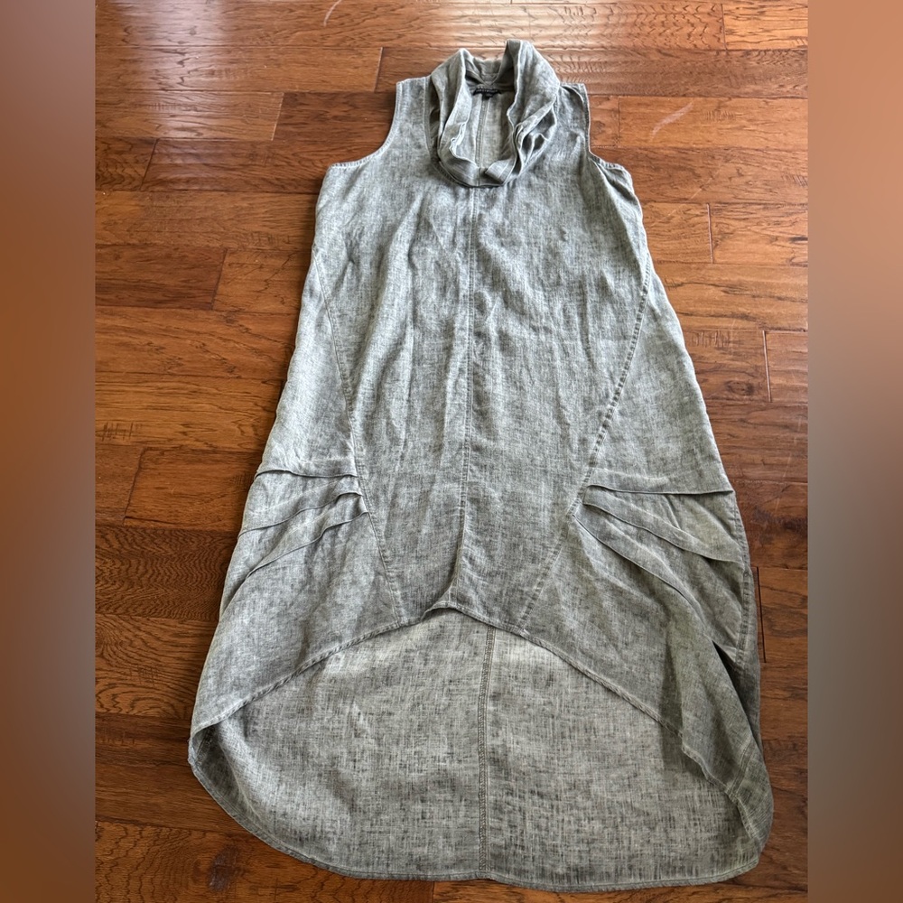 For Cynthia‎ Bohemian Linen Gray Asymmetrical Dress